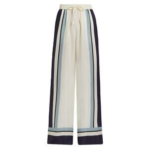 Nicholas 'The Label' Sandra Printed White Silk-Blend Wide-Leg Pants Size 2